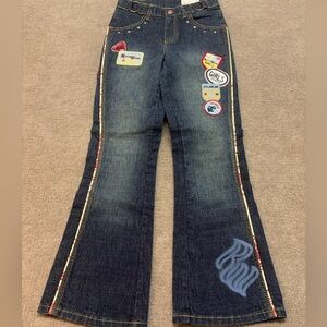 Rocawear Girls Vintage Y2K Flare Jeans Patchwork Denim – Size 10 – NWT 0499